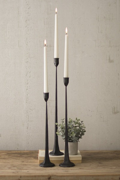 Cast Iron Taper Candle Holders - Set of 3
