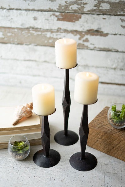 Hand Forged Iron Candle Holders - Set of 3