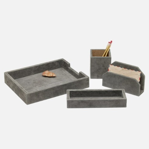 Suede Leather Desk Accessory Sets