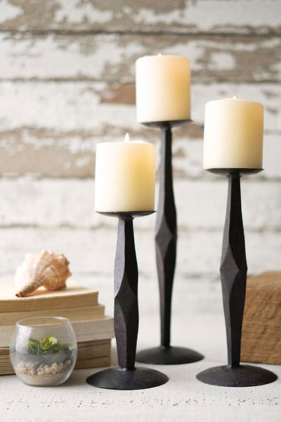 Hand Forged Iron Candle Holders - Set of 3