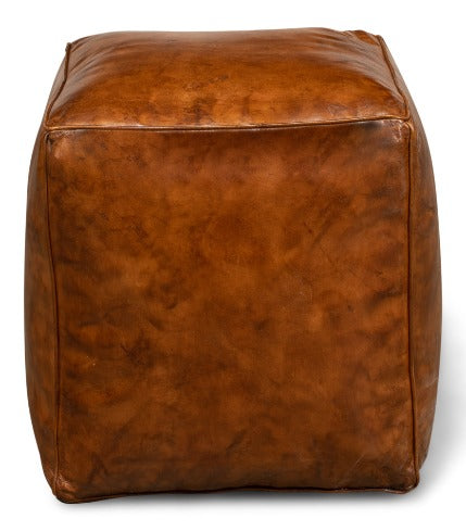 Laramie Leather Cube Ottoman