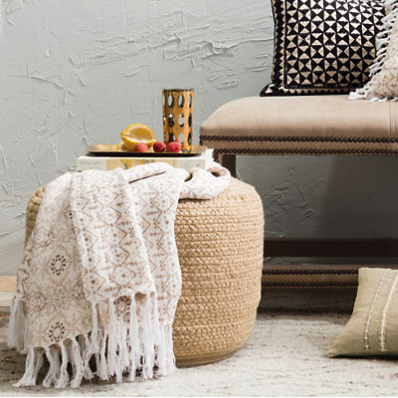 Natural Braided Indoor/Outdoor Pouf