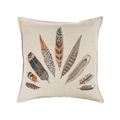 Embroidered Plumes Pillow