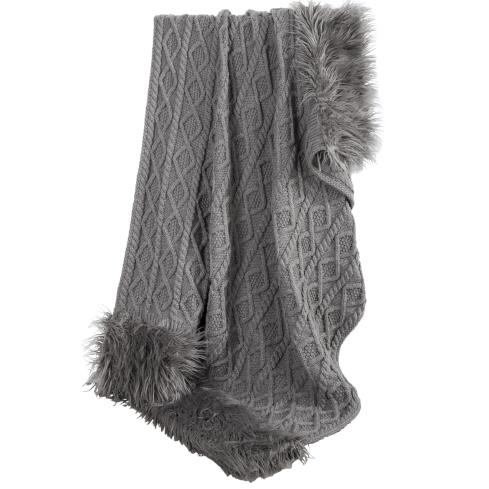 Nordic Faux Fur Knit Throws