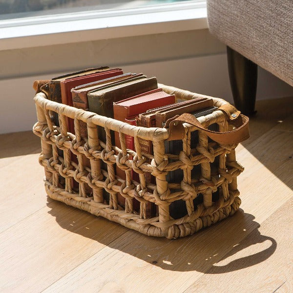 Woven Water Hyacinth Baskets - Set of 2