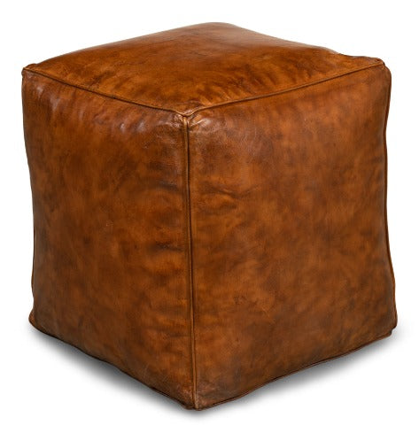Laramie Leather Cube Ottoman